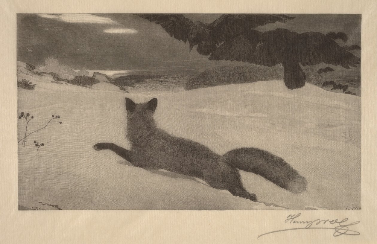 Zima, lov na lišku od Winslow Homer
