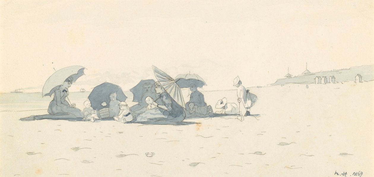 Ženy a děti na pláži v Long Branch, New Jersey od Winslow Homer