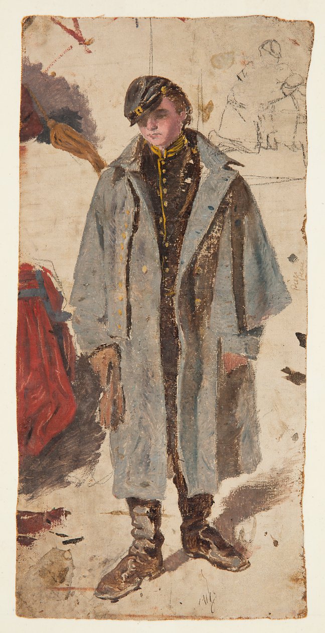 Mladý voják, Náčrt vojáka, který dává vodu zraněnému společníkovi od Winslow Homer