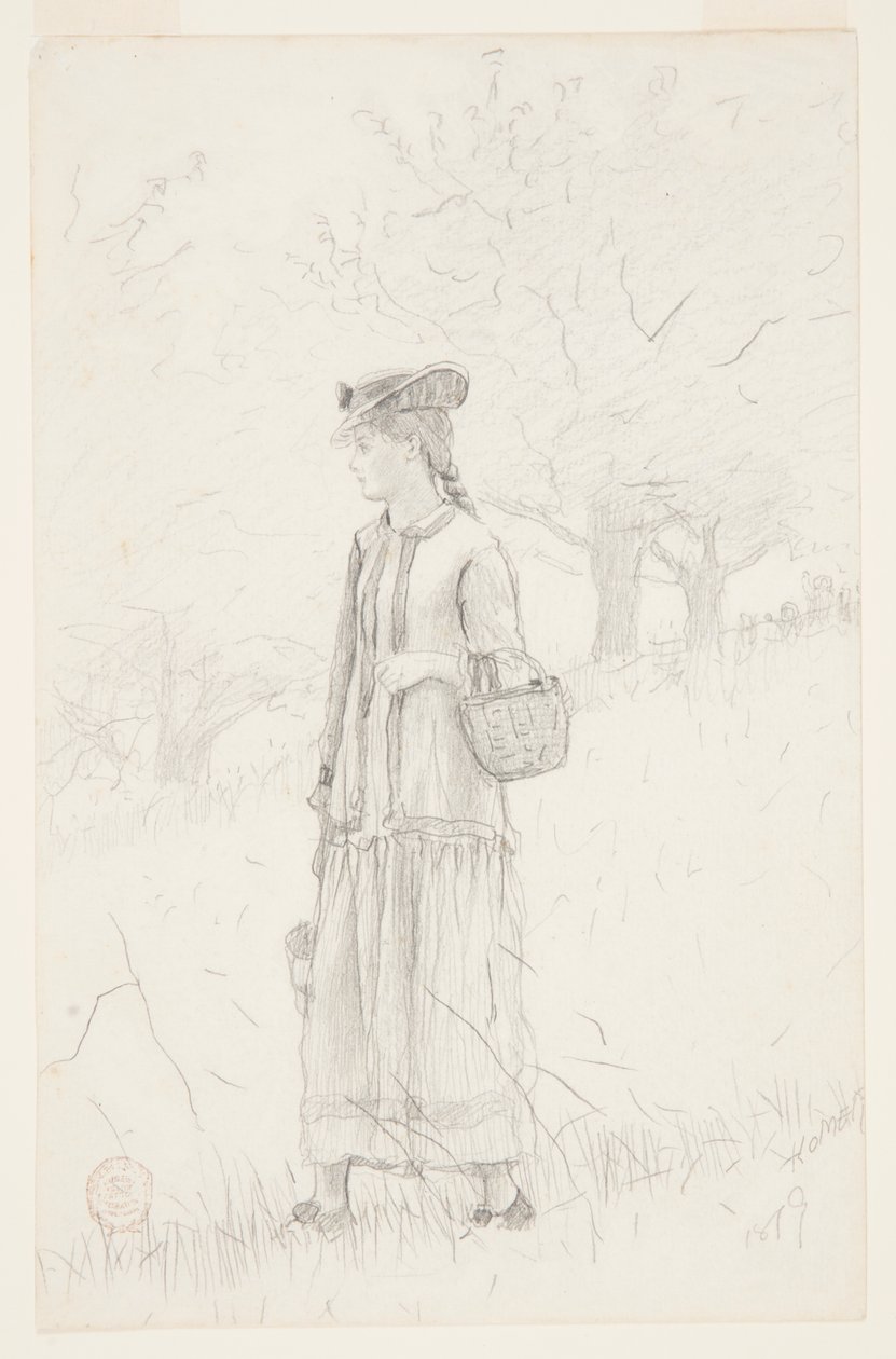 Mladá žena nesoucí košík od Winslow Homer