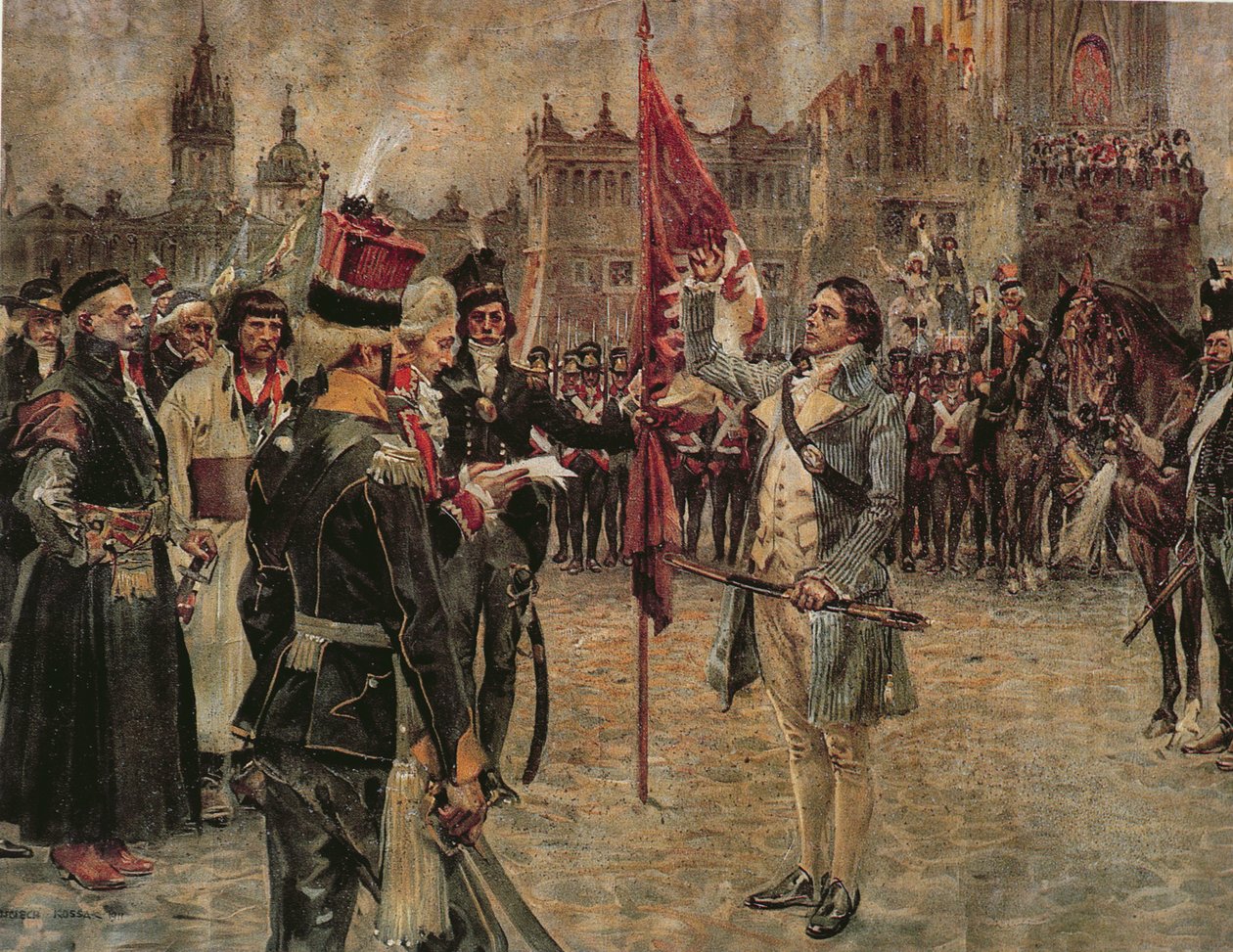 Tadeusz Kosciuszko přijíždí do Krakova 24. března 1794, aby shromáždil polský lid v boji proti ruské invazi, 1911 od Wojciech Kossak