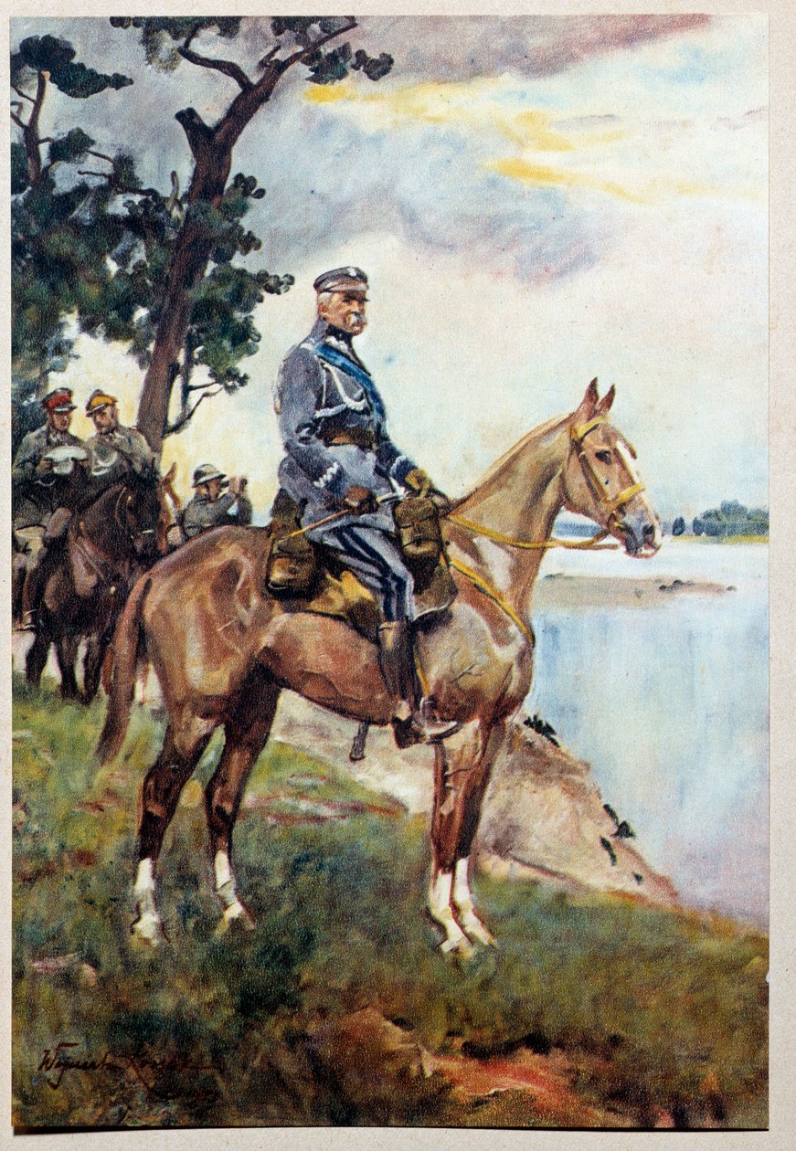 Jezdecký portrét Marechala Jozefa (Josepha) Klemense Pilsudského (1867-1935) na jeho oblíbeném koni Kasztanka. Obraz Woiciech von Kossak (1857-1942) od Wojciech Kossak