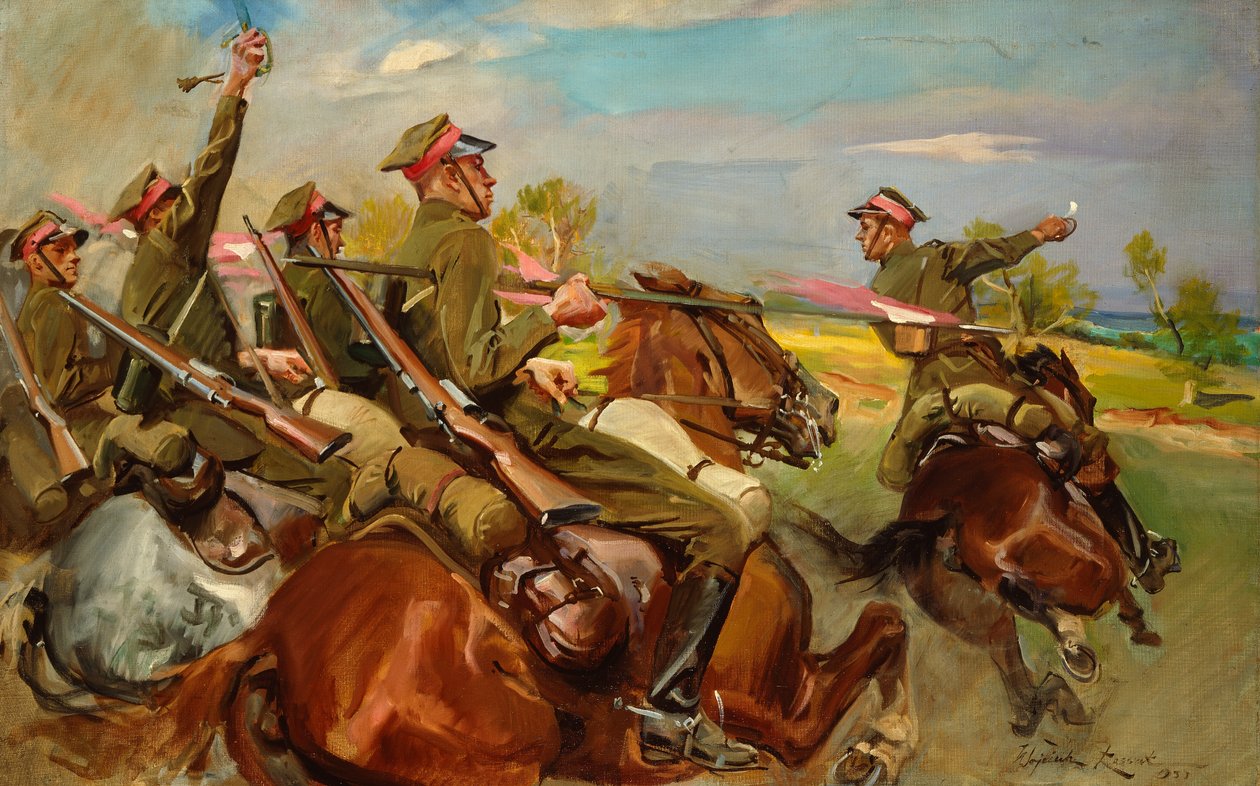 Nabíjení polské kavalérie (olej na plátně) od Wojciech Kossak
