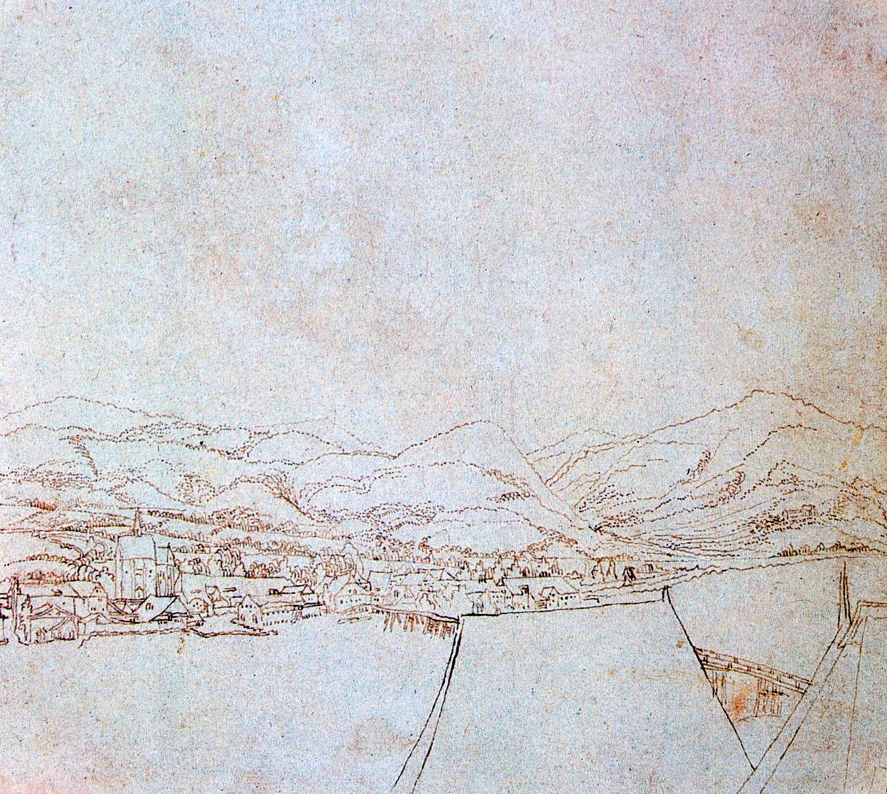 Pohled na Urfahr, c1510-1553 od Wolf Huber