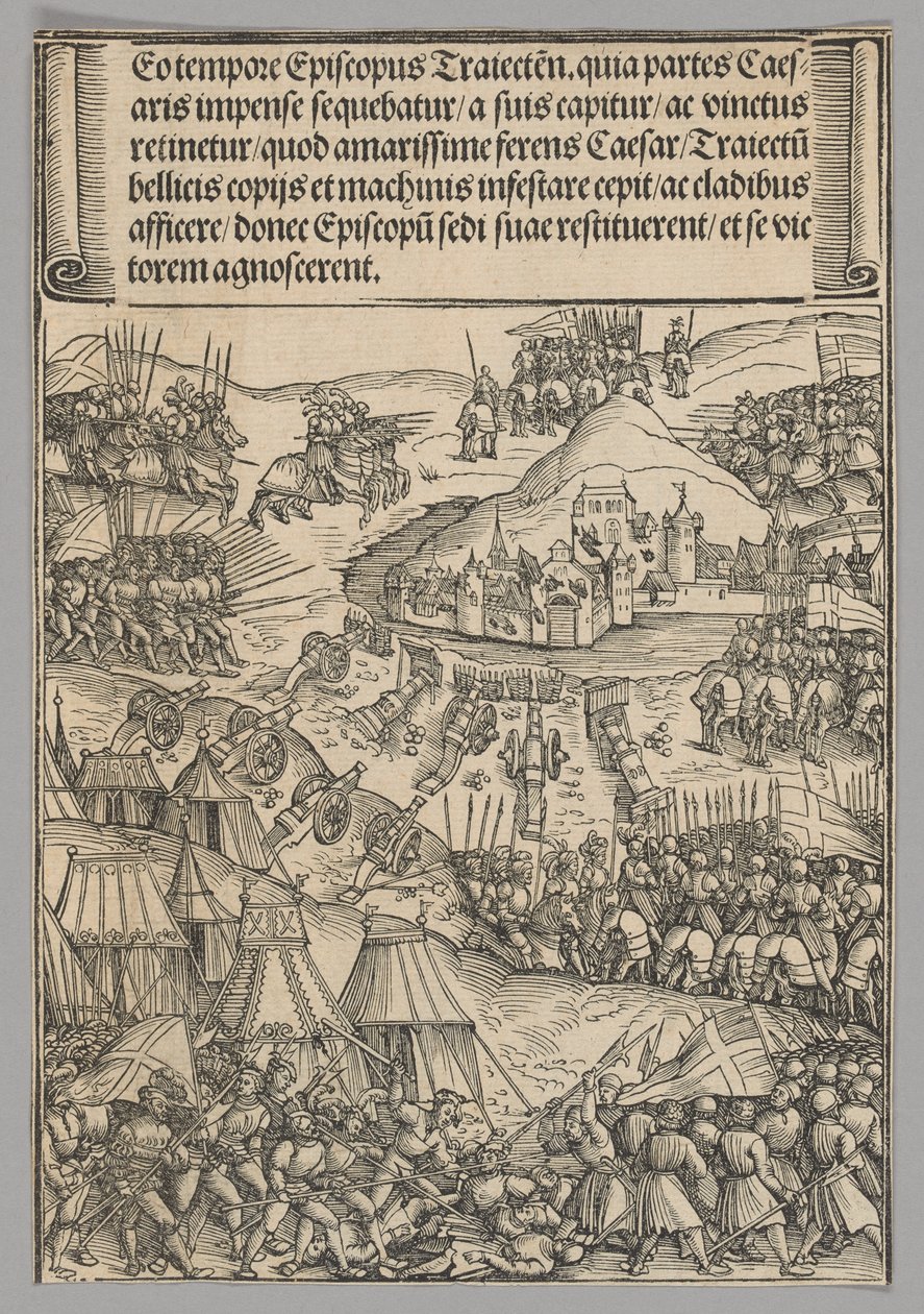 Obléhání Utrechtu, deska 6 z Historických scén ze života císaře Maxmiliána I. z Vítězného oblouku od Wolf Traut