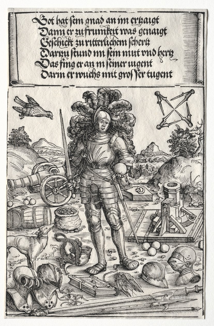 Vítězný oblouk Maxmiliána I.: Císař Maxmilián jako patron vylepšení..., 1515-17. od Wolf Traut