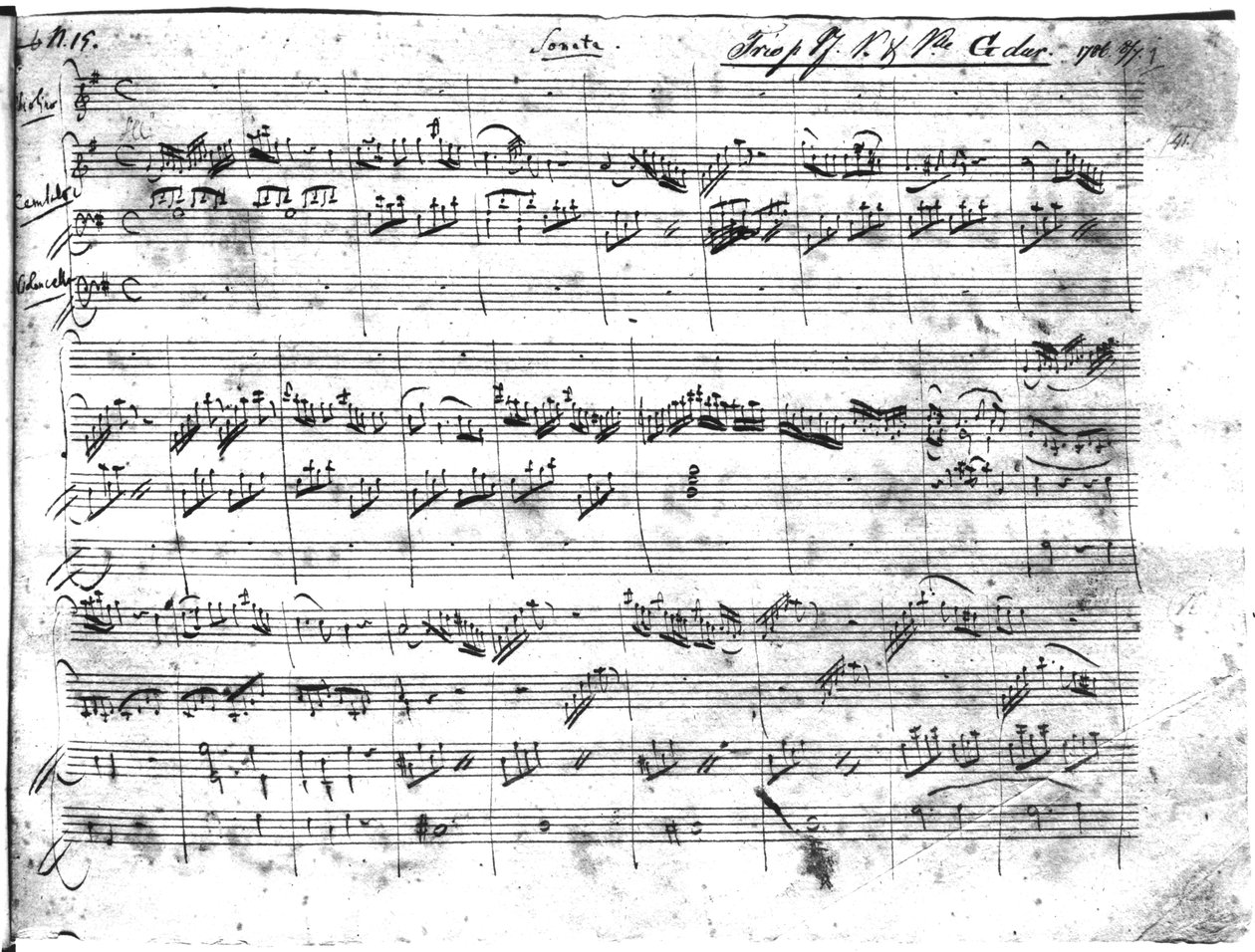 Trio G dur pro housle, cembalo a violoncello (K 496) 1786 (1. strana) od Wolfgang Amadeus Mozart