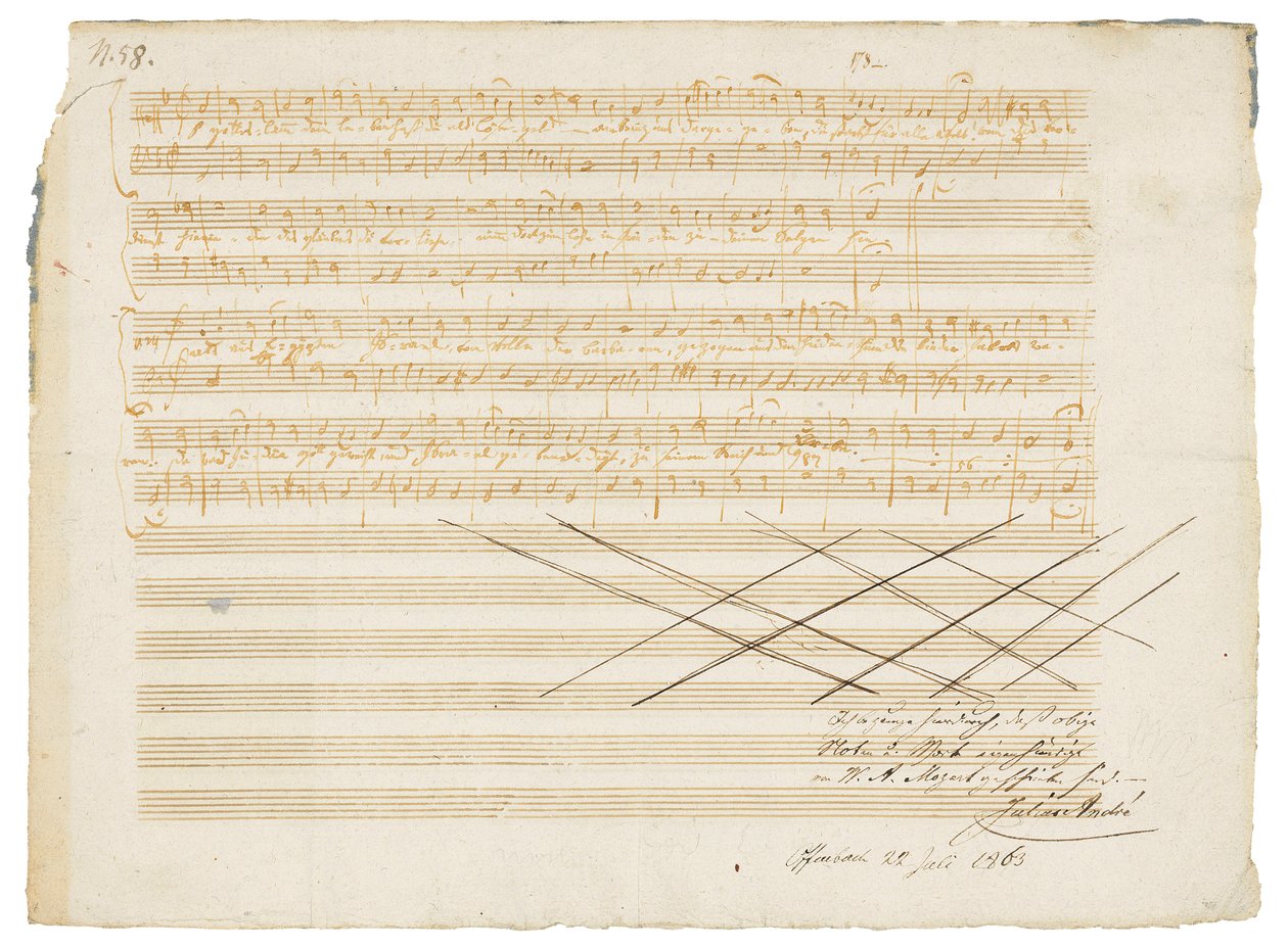 Rukopis autogramiády, Dvě německé hymny, K.343 od Wolfgang Amadeus Mozart