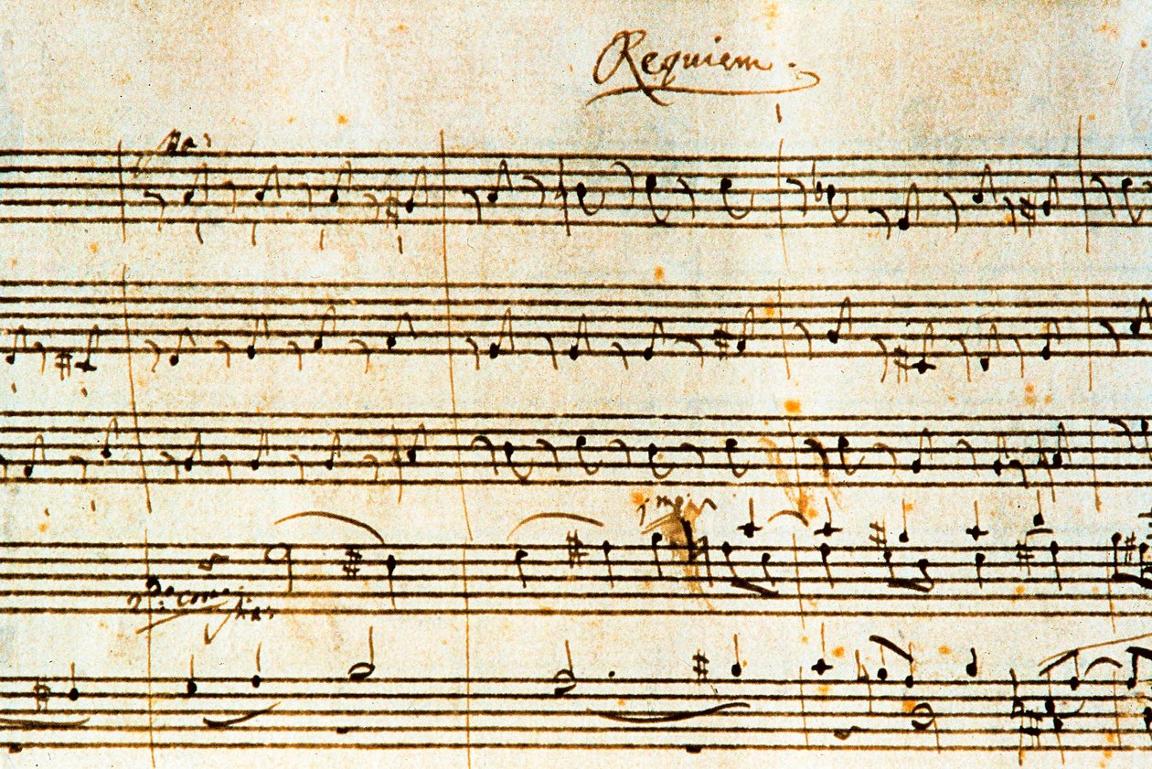 Autogram partitury Requiem, K. 626 od rakouského skladatele Wolfganga Amadea Mozarta (1756-1791) od Wolfgang Amadeus Mozart