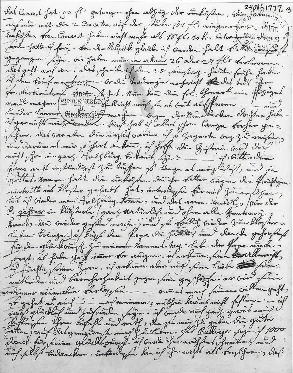 Dopis od W. A. ​​​​Mozarta. 24. října 1777 od Wolfgang Amadeus Mozart