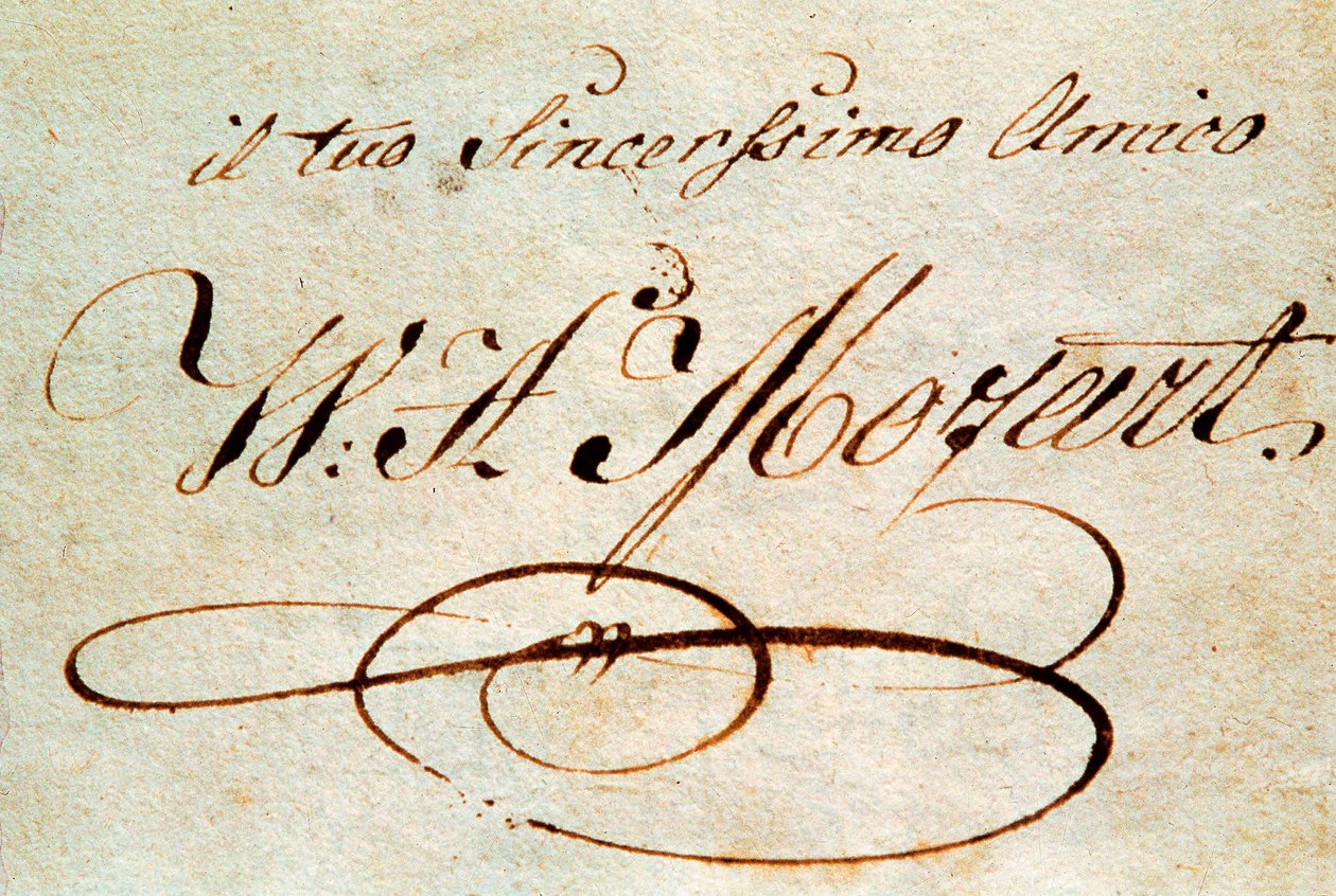 Podpis rakouského skladatele Wolfganga Amadea Mozarta (1756-1791) od Wolfgang Amadeus Mozart