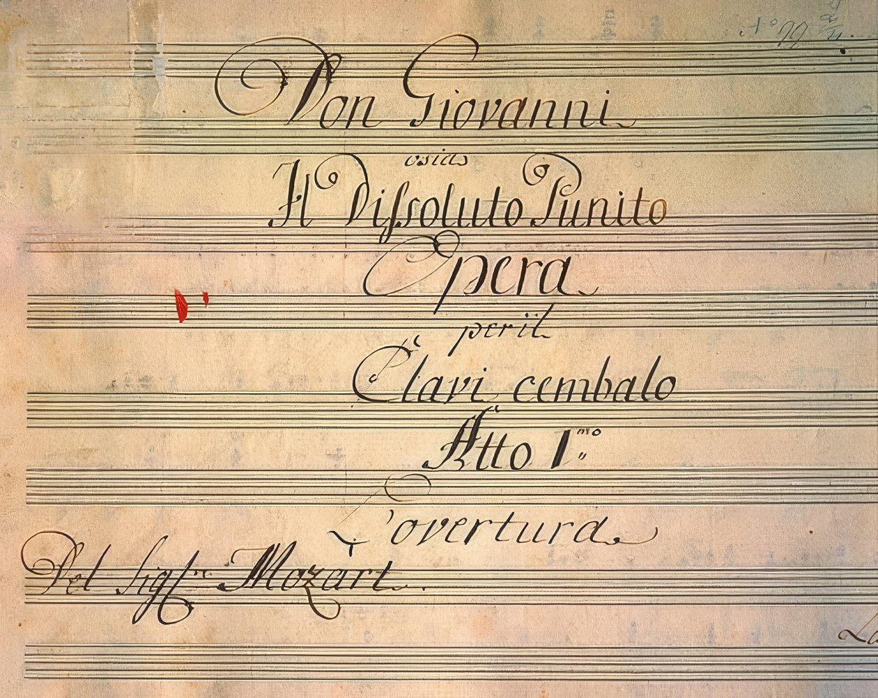 Titulní strana k opeře Don Giovanni. První představení v roce 1787 od Wolfgang Amadeus Mozart