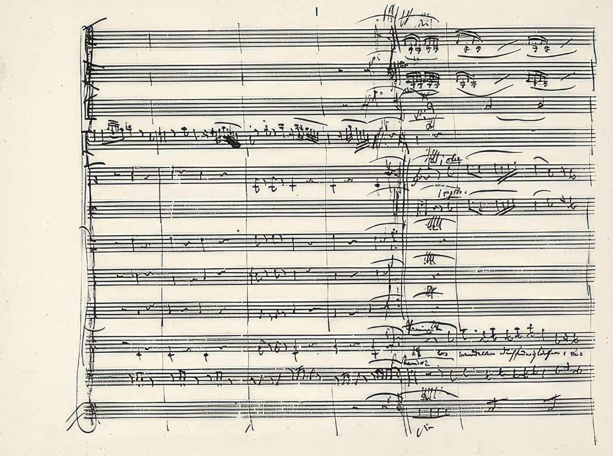 Wolfgang Amadeus Mozart (1756-1791) rakouský hudební skladatel. Autogram konce ohňové hudby a začátek duetu Paminas a Taminos (Šli jsme lepkem ohněm) z Kouzelné flétny. 1791 od Wolfgang Amadeus Mozart