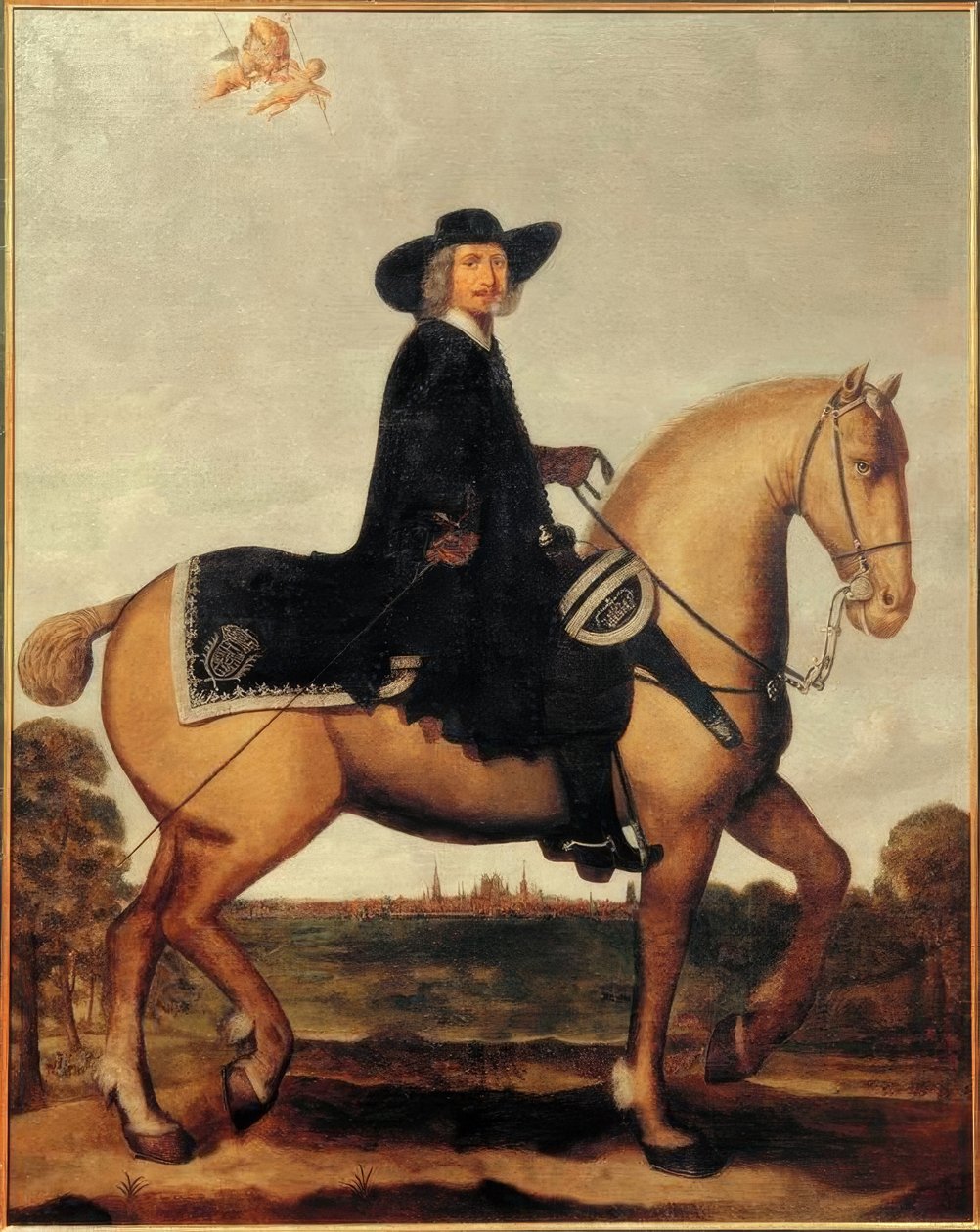 Christoph Bernhard von Galen na koni před Silhouette M od Wolfgang Heimbach