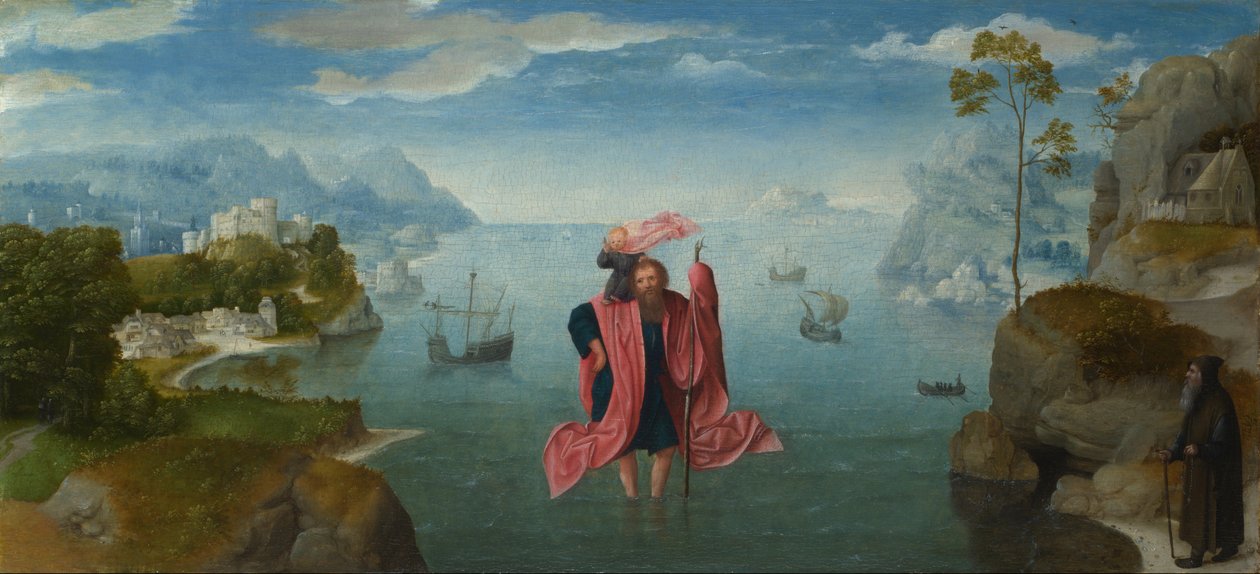 Svatý Kryštof nesoucí malé dítě od Master of the Female Half Lengths