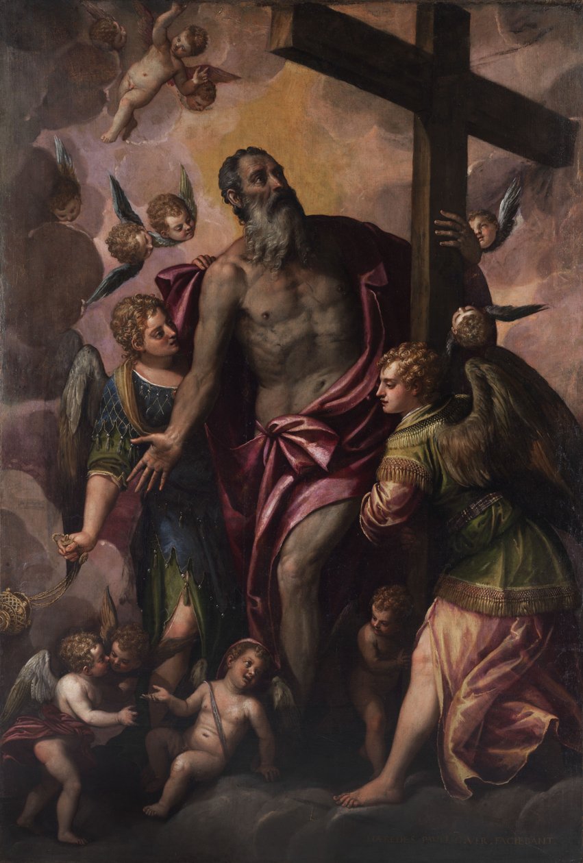 Bůh otec drží kříž svého syna od Workshop of Paolo Veronese