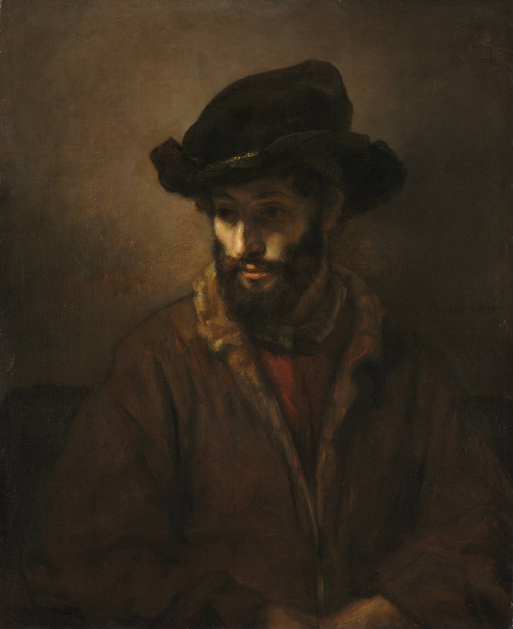 Vousatý muž v klobouku od Workshop of Rembrandt