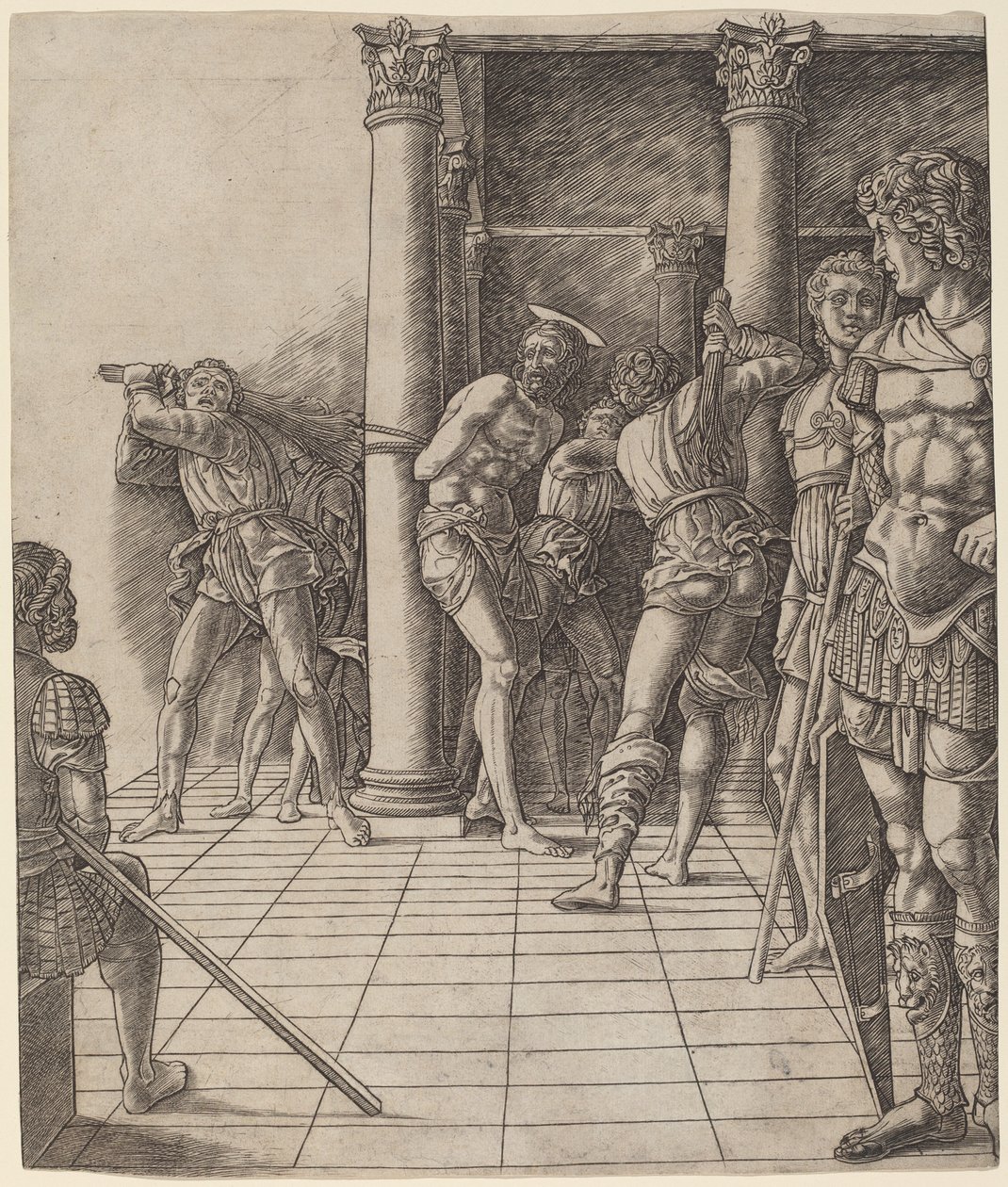 Bičování Krista s chodníkem od Workshop of Andrea Mantegna