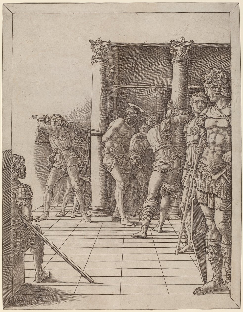 Bičování Krista s chodníkem od Workshop of Andrea Mantegna
