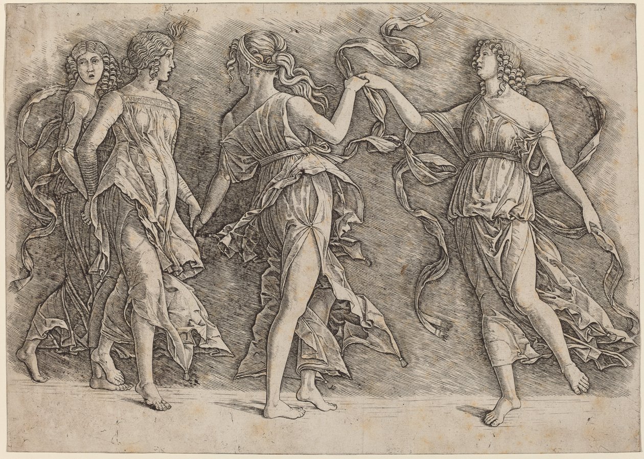 Čtyři tančící múzy od Workshop of Andrea Mantegna