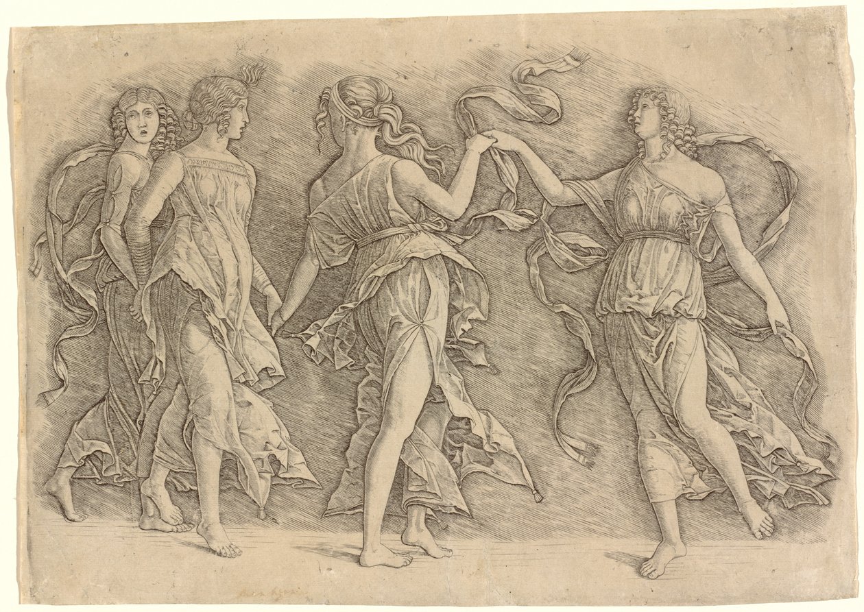 Čtyři tančící múzy od Workshop of Andrea Mantegna