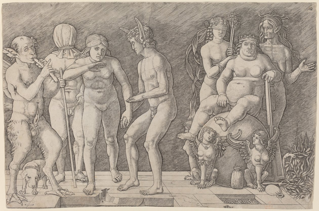 Spálená ctnost: Alegorie ctnosti od Workshop of Andrea Mantegna