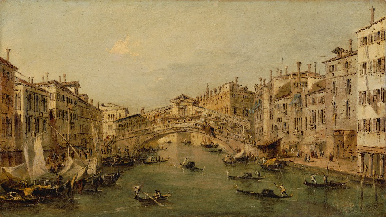 Benátky: Rialto. od Workshop of Francesco Guardi