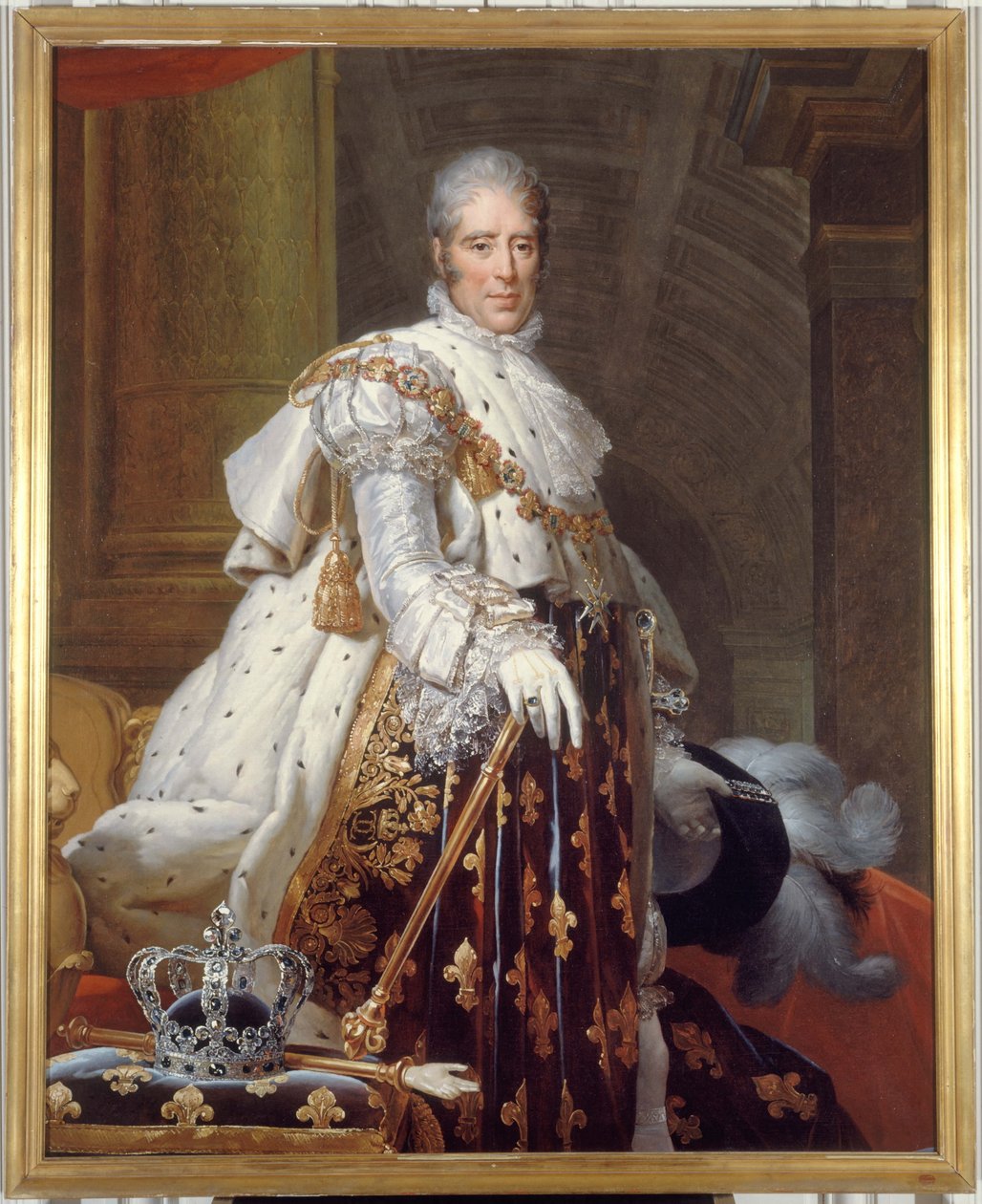 Francouzsky: Portrait de Charles X (1757-1836), roi de France, en costume de sacre (Portrét Karla X. (1757-1836), francouzského krále, v sakrálním kostýmu) od Workshop of François Gérard