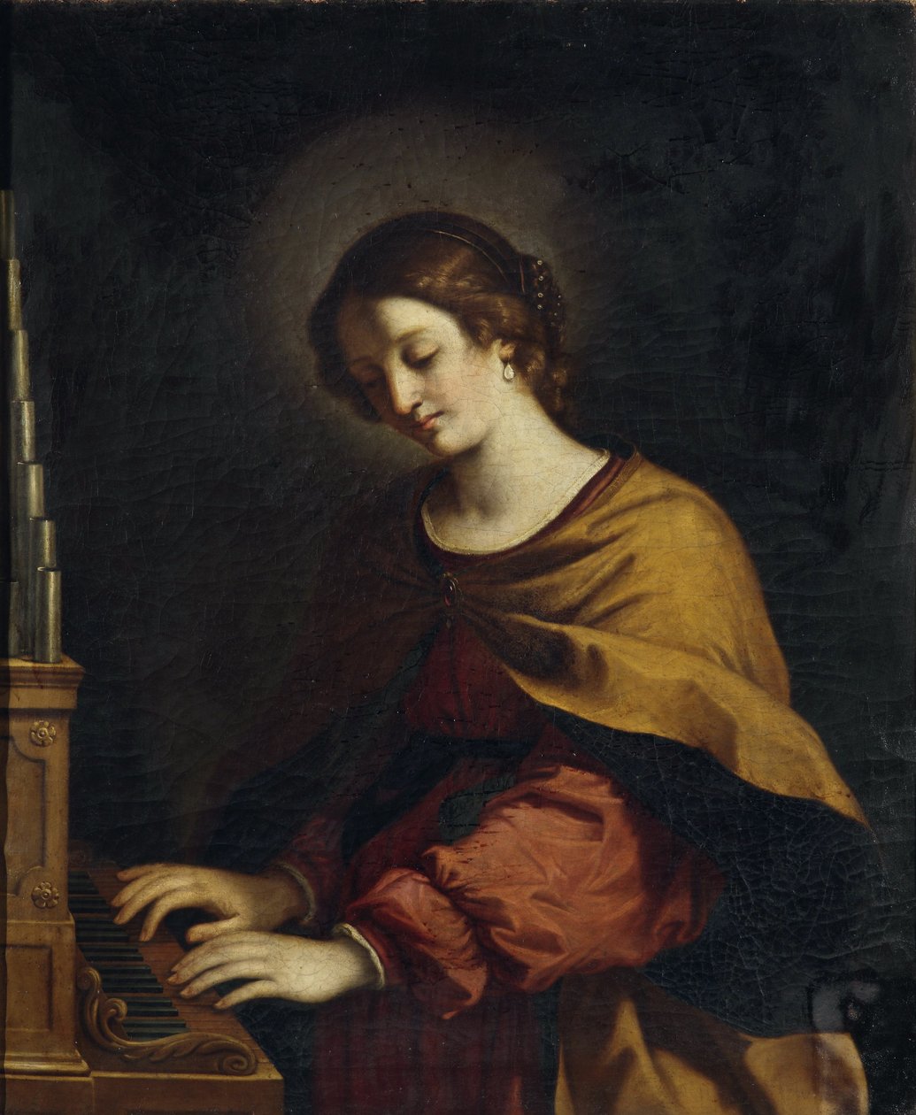 Svatá Cecílie jako varhaník od Workshop of Guercino
