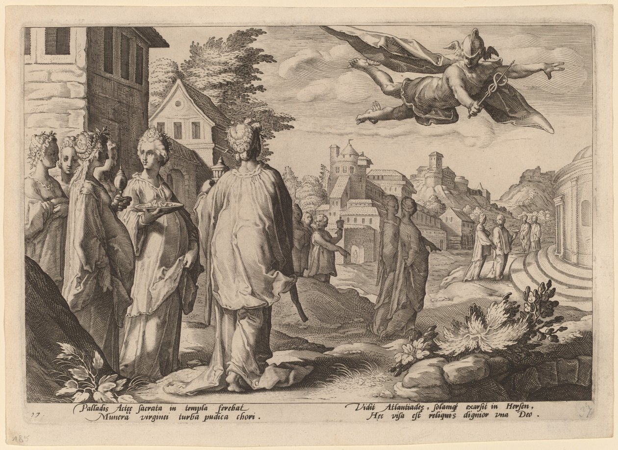 Merkur se zamiloval do Herse od Workshop of Hendrick Goltizus, after Hendrick Goltzius