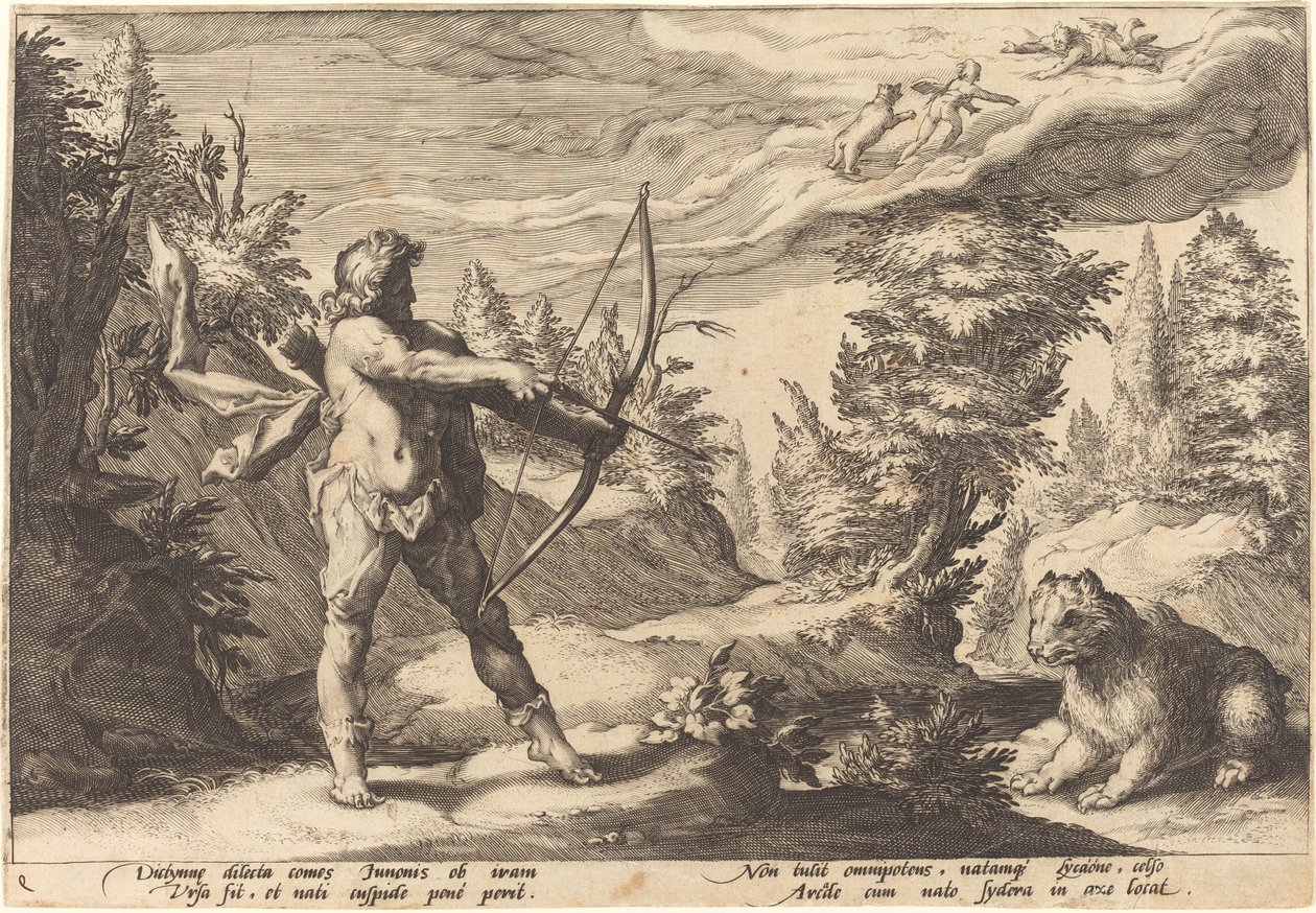 Arcas se připravuje zabít svou matku od Workshop of Hendrick Goltzius, after Hendrick Goltzius