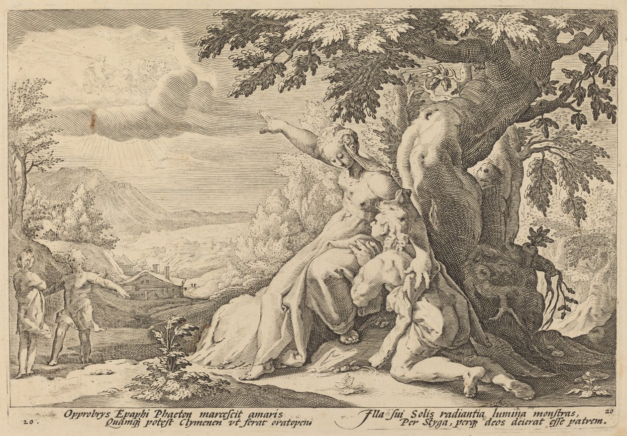 Clymene naléhá na Phaetona, aby našel Helios od Workshop of Hendrick Goltzius, after Hendrick Goltzius
