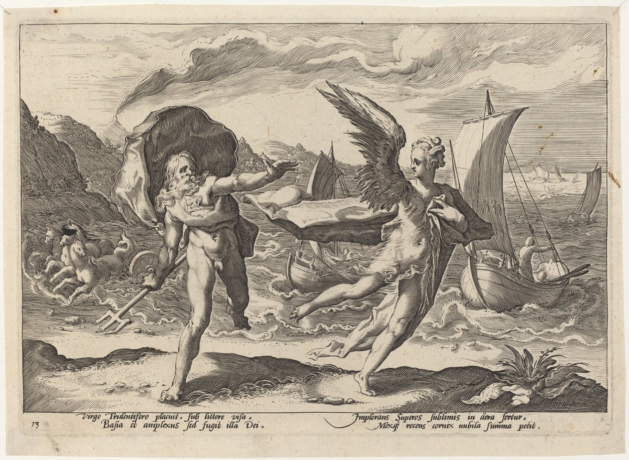 Coronis se změnil ve vránu od Workshop of Hendrick Goltzius, after Hendrick Goltzius