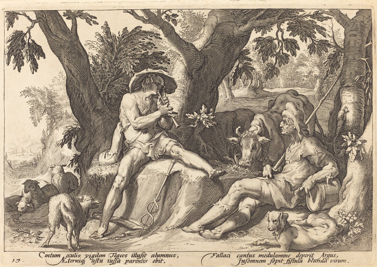 Merkur uspává Argus od Workshop of Hendrick Goltzius, after Hendrick Goltzius