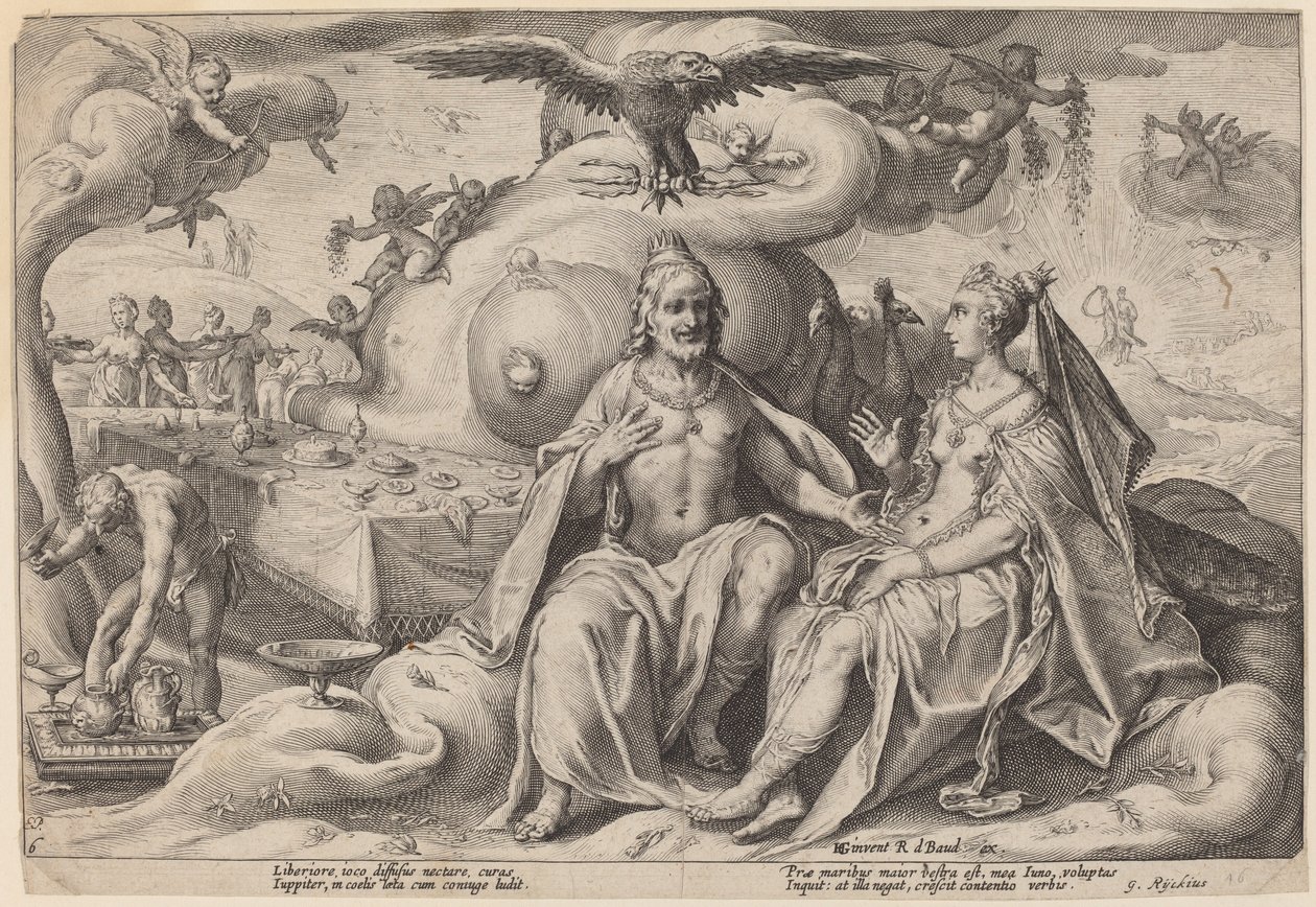 Spor mezi Jupiterem a Juno od Workshop of Hendrick Goltzius, after Hendrick Goltzius