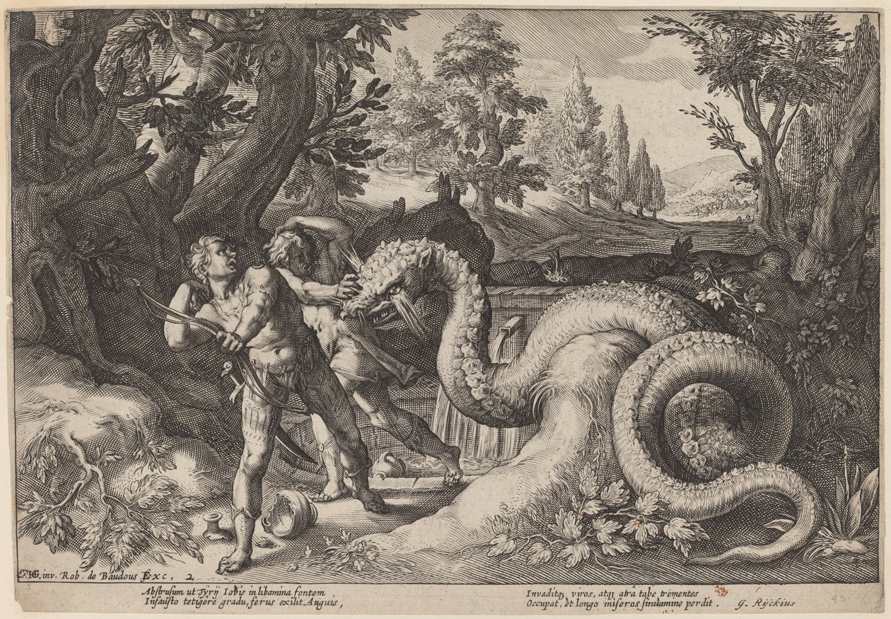 Drak požírající společníky Cadma od Workshop of Hendrick Goltzius, after Hendrick Goltzius