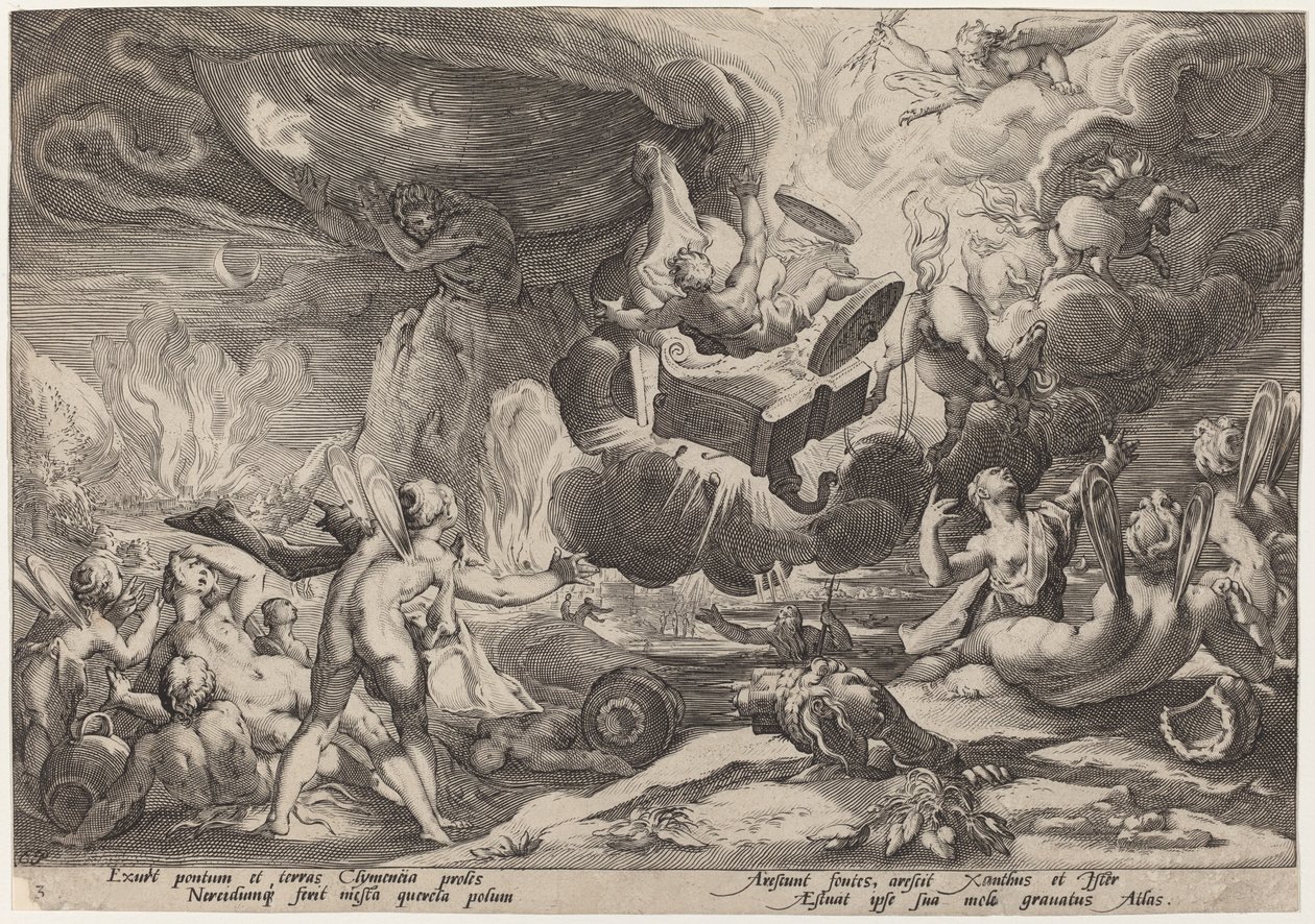Pád Phaetonu od Workshop of Hendrick Goltzius, after Hendrick Goltzius
