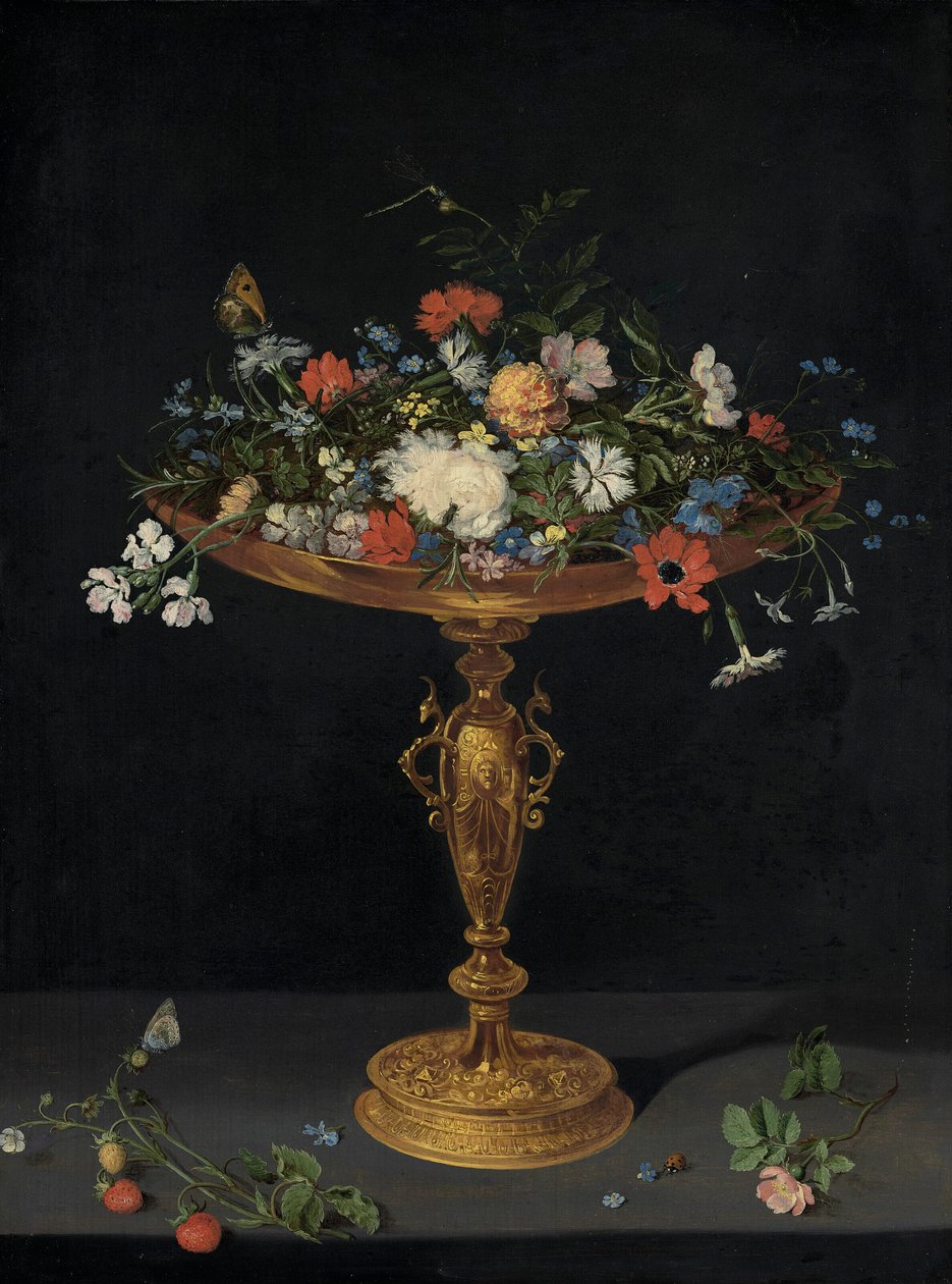 Květiny v tazze na římse od Workshop of Jan Brueghel the Elder