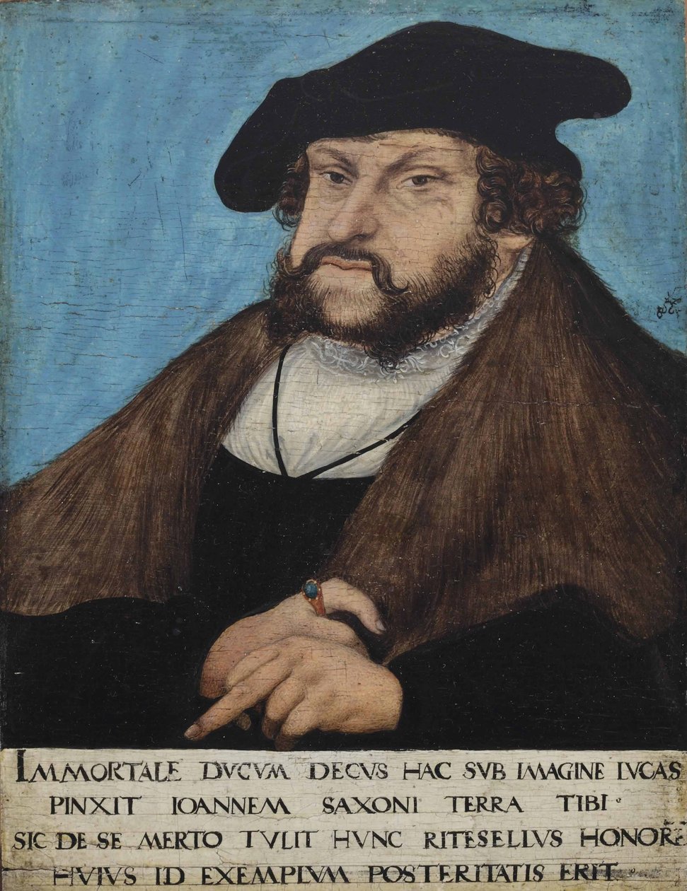 Německy: Portrét Jana Nezlomného, saského kurfiřta Portrét Jana Nezlomného, saského kurfiřta, saského knížete-kurfiřta od workshop of Lucas Cranach the Elder