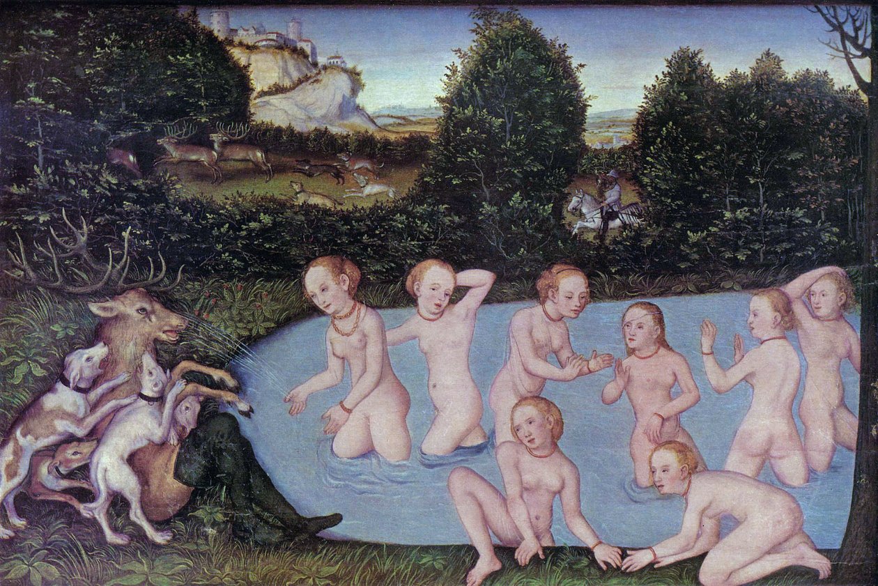 Německy: Diana und Aktäon Diana a Actaeon od workshop of Lucas Cranach the Elder