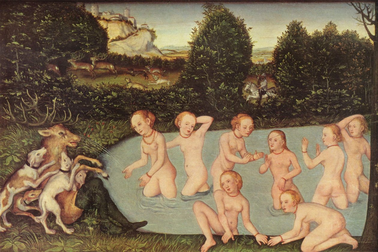 Německy: Diana und Aktäon Diana a Actaeon od workshop of Lucas Cranach the Elder