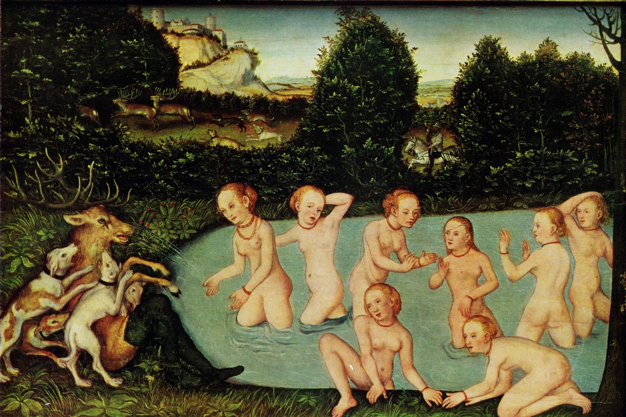 Německy: Diana und Aktäon Diana a Actaeon od workshop of Lucas Cranach the Elder