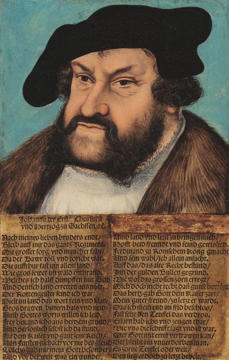 Německy: Johann der Beständige, Kurfürst von Sachsen (1486-1532) Jan Nezlomný. Saský kurfiřt (1486-1532) od workshop of Lucas Cranach the Elder