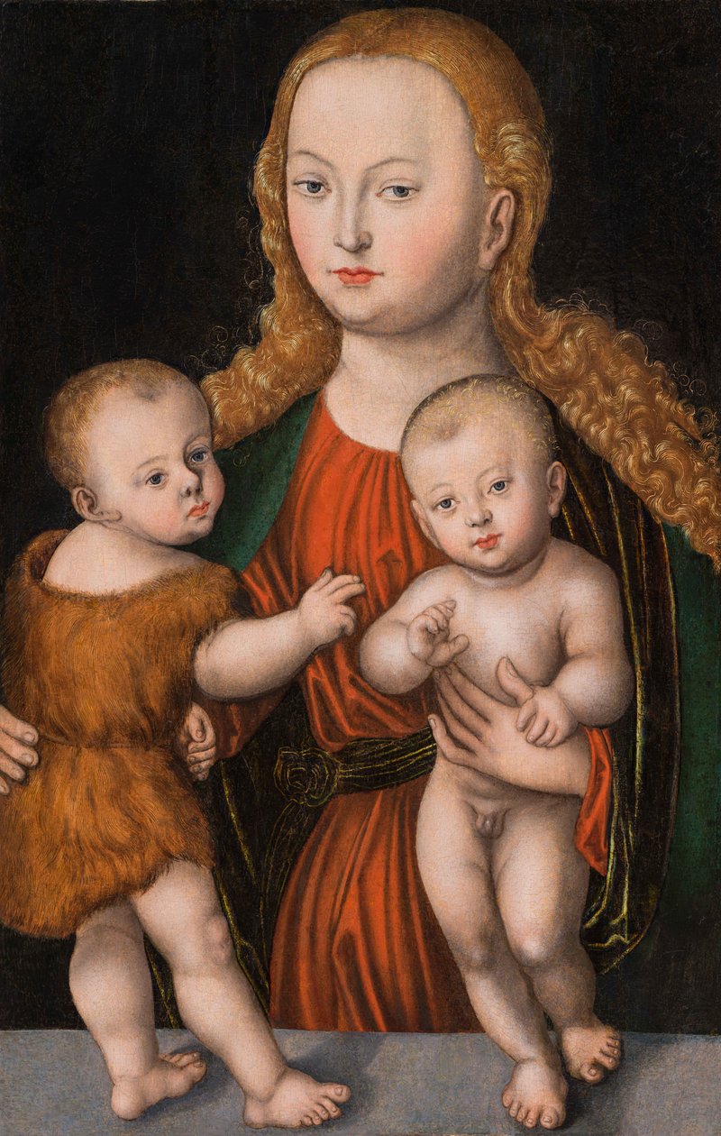 Německy: Madonna mit Kind und Johannesknaben Panna s dítětem a nemluvnětem sv. Janem od workshop of Lucas Cranach the Elder