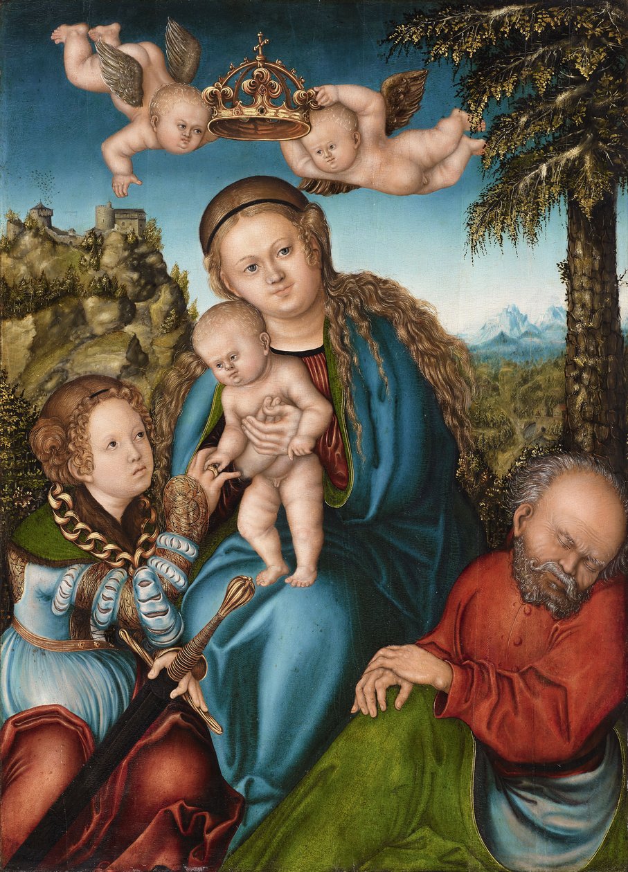 Mystické manželství svaté Kateřiny od workshop of Lucas Cranach the Elder