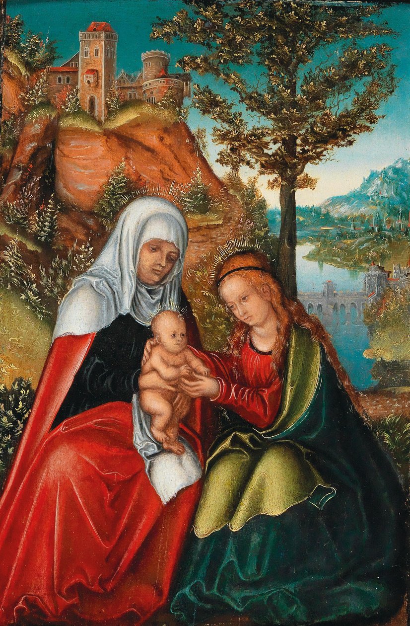 Panna Marie s dítětem a svatou Annou od workshop of Lucas Cranach the Elder