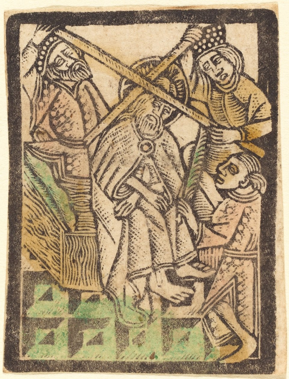 Kristus korunovaný trním od Workshop of Master of the Aachen Madonna