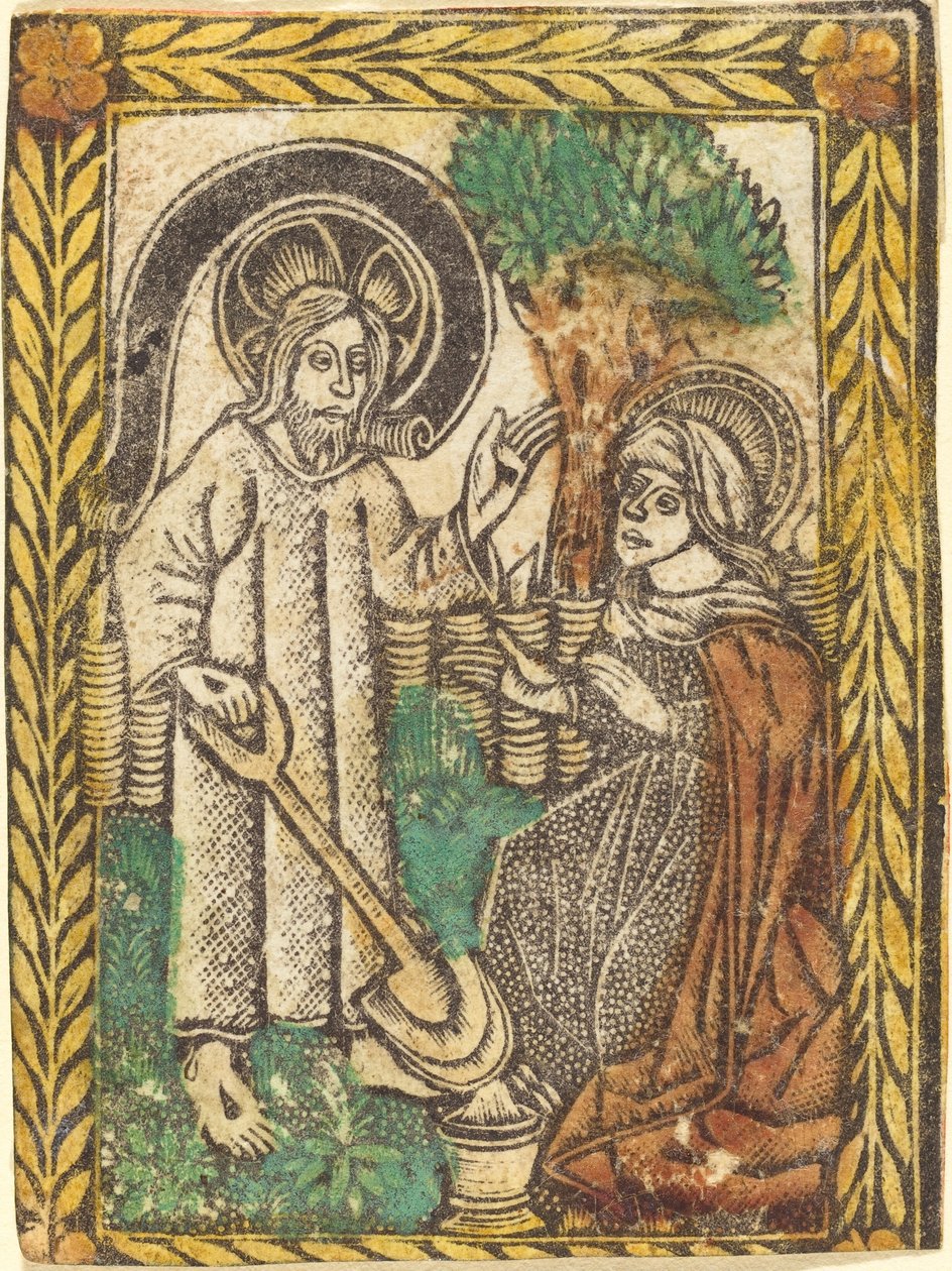 Kristus se zjevuje Magdaleně jako Gardner od Workshop of Master of the Borders with
