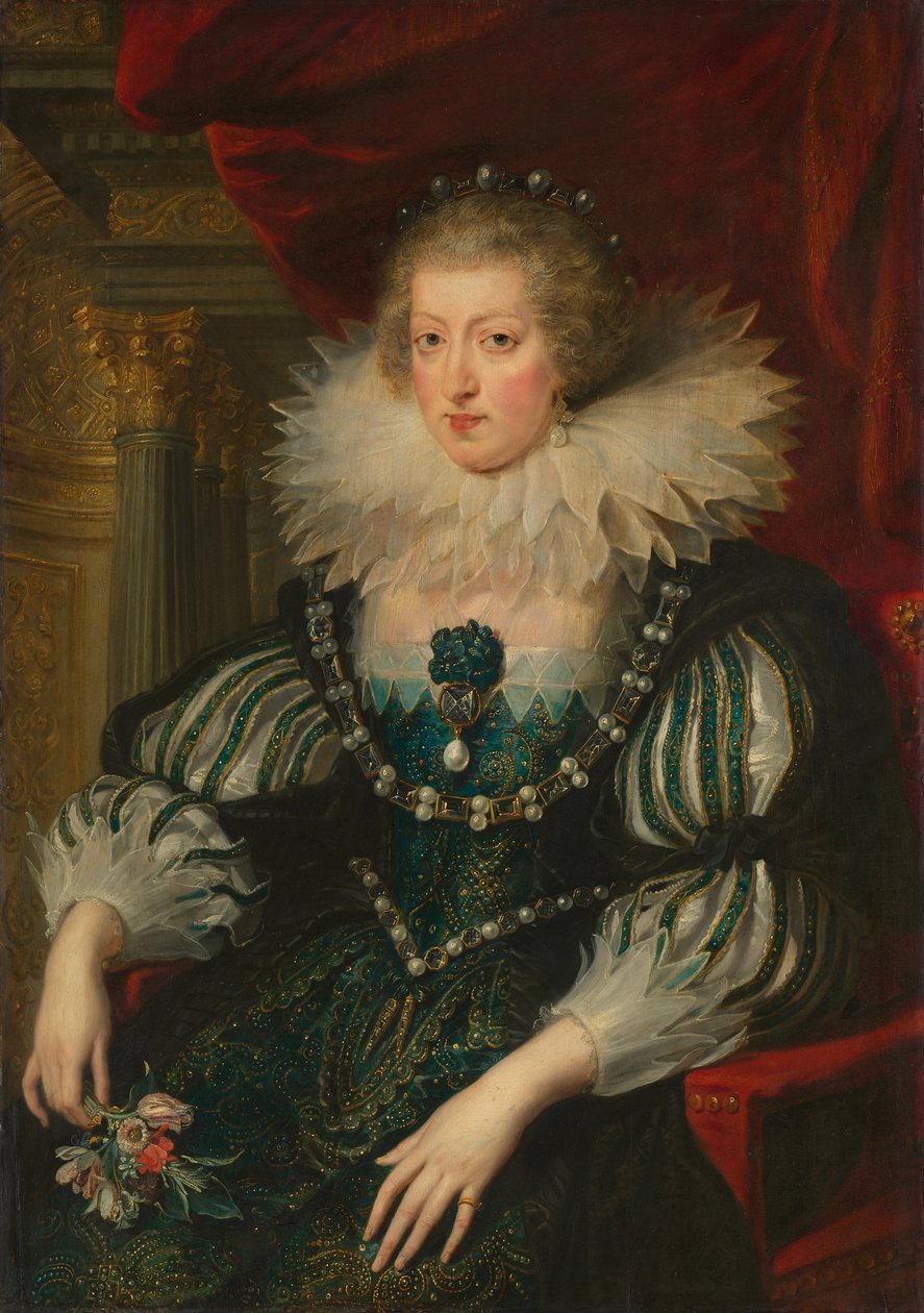 Nizozemsky: Anna Rakouská (1601-1666) Anna Rakouská (1601-66). Manželka francouzského krále Ludvíka XIII. od Workshop of Peter Paul Rubens