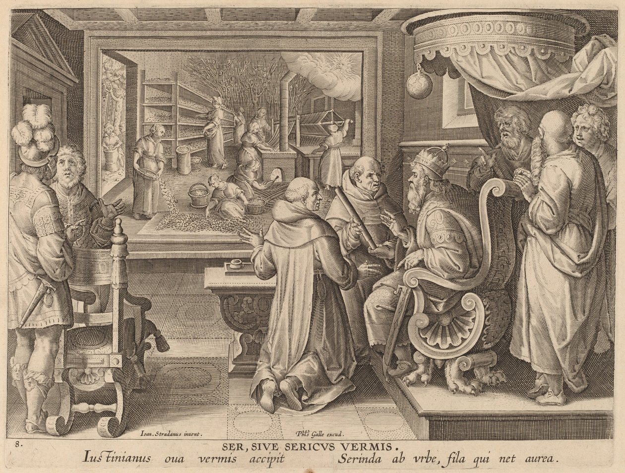 Ser, Sive Sericus Vermis (hedvábí nebo bourec morušový) od Workshop of Philip Galle after Jan van der Straet